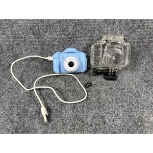 Kids Digital Action Camera Light Blue with Waterproof Case 32GB SD Card & Cable